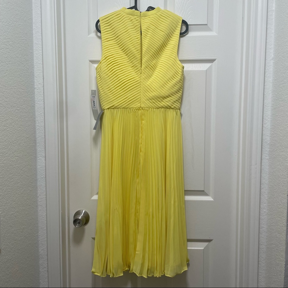 NWT KAY UNGER Beatrice Accordion Pleated Mock Neck Sleeveless Chiffon Midi Dress - Picture 9 of 14